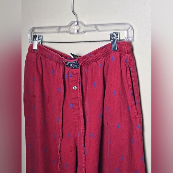 Y2K Men's Ralph Lauren 100% Cotton Drawstring Lounge Luxe Pajama Pants, Large - Picture 2 of 4